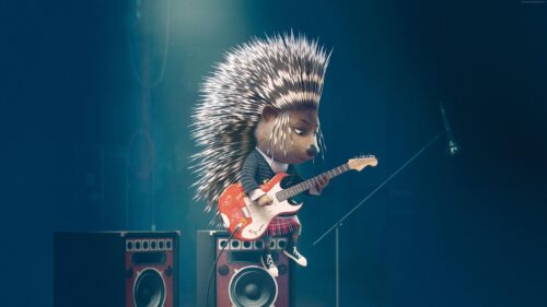 Ash from Sing Playing Electric Guitar on Stage 4K Desktop Wallpaper