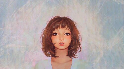 Stunning Anime Style Portrait of a Girl with Brown Hair 4K Desktop Wallpaper