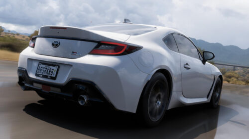 White Toyota GR86 Sports Car Drifting on Mexico Highway 4K Desktop Wallpaper