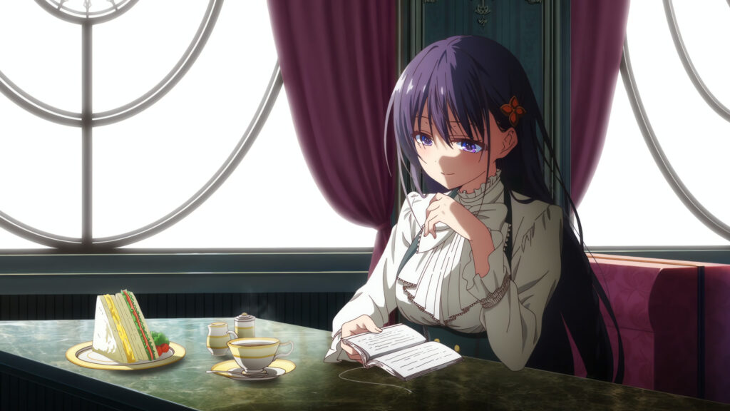 Anime Girl Reading Book at Cafe Desk 4K PC Wallpaper
