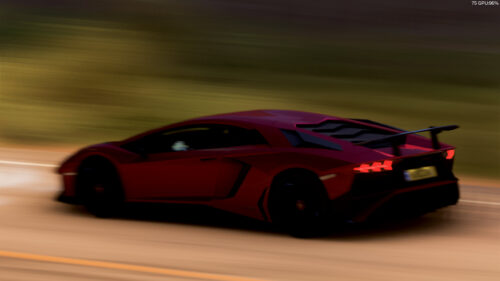 Red Lamborghini Aventador Superveloce Speeding on Road Desktop Wallpaper