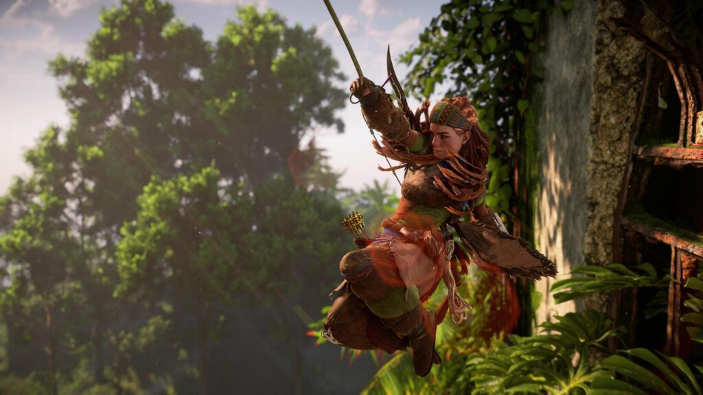 Aloy Mid-Air Combat Action Horizon Forbidden West 4K Wallpaper