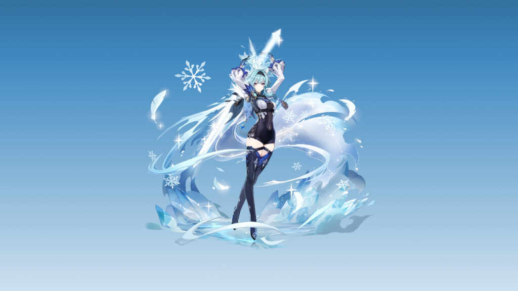 Eula Lawrence Cryo Burst Genshin Impact Anime Desktop Wallpaper