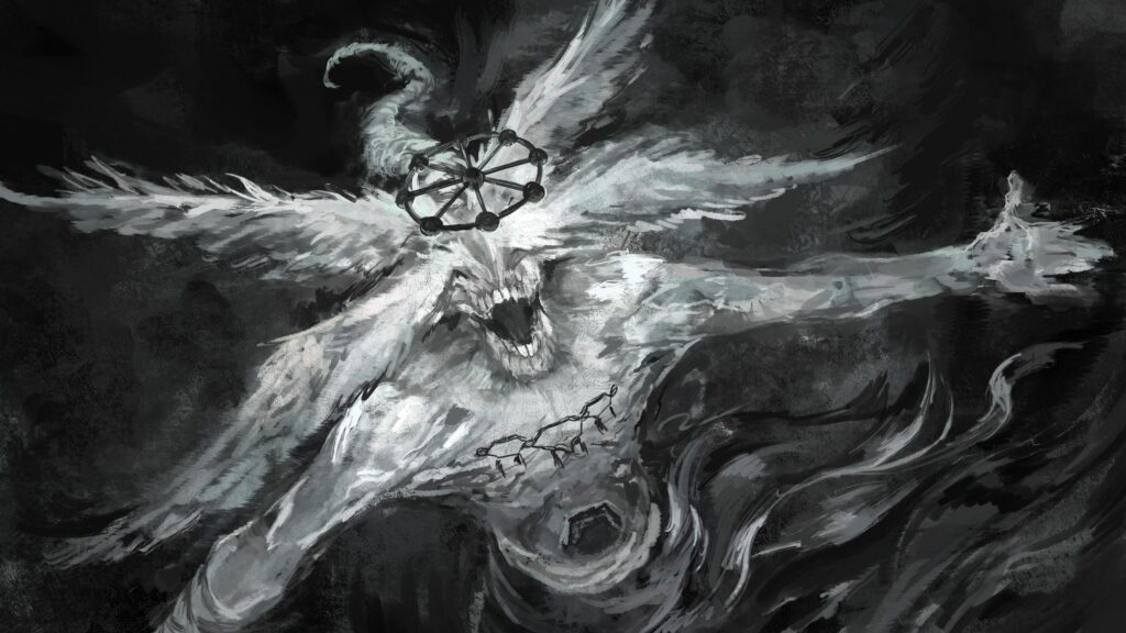 Ethereal Fallen Angel Dark Horror Fantasy 4K Desktop Wallpaper