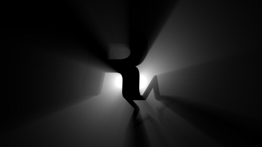 Rockstar Games Logo Silhouette with Dramatic Light Rays 4K Desktop Wallpaper