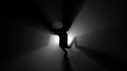 Rockstar Games Logo Silhouette with Dramatic Light Rays 4K Desktop Wallpaper