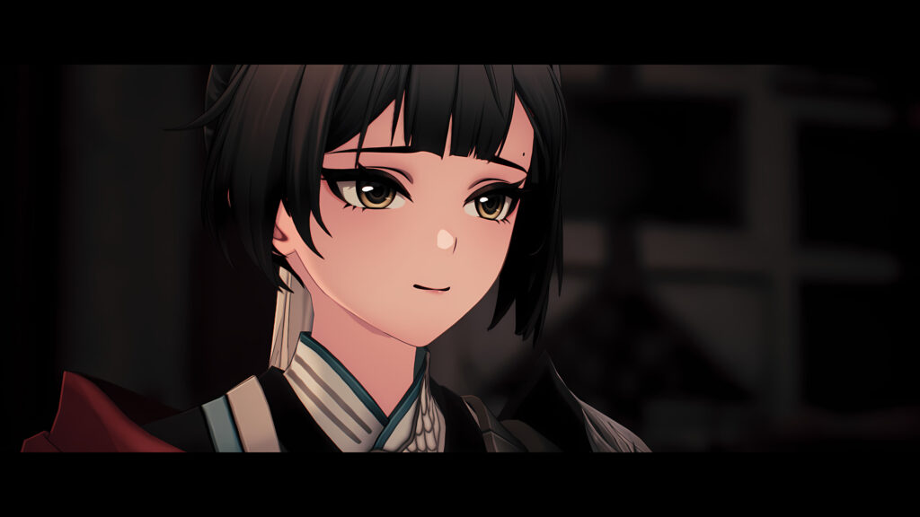 Anime Girl Close-up Portrait with Dark Elegant Aesthetics Desktop Wallpaper
