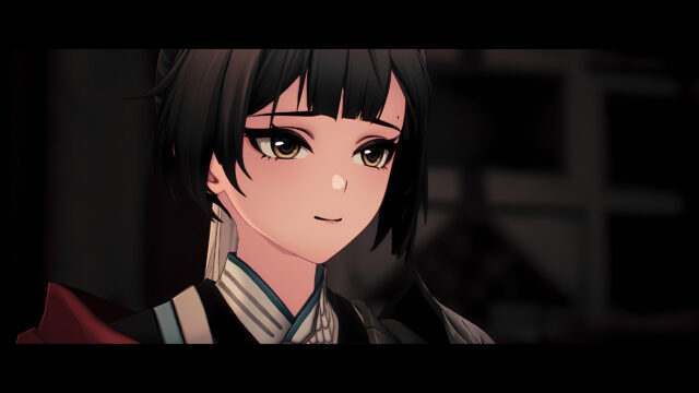 Anime Girl Close-up Portrait with Dark Elegant Aesthetics Desktop Wallpaper