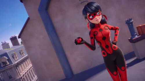 Ladybug Superhero in Paris Rooftop Costume 4K Desktop Wallpaper