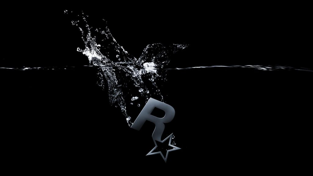 Rockstar Games Logo Dropping into Water Splash Minimalist 4K Desktop Wallpaper