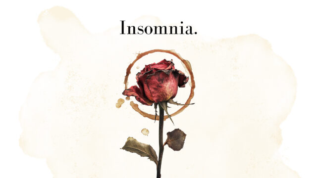 Minimalist Insomnia Aesthetic Rose with Coffee Stain 4K Desktop Wallpaper