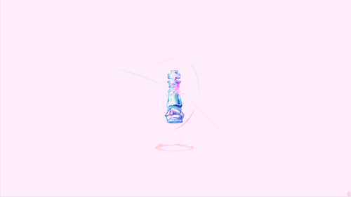 Minimalist Holographic Chess King Floating in Pastel Pink Abstract 4K Wallpaper