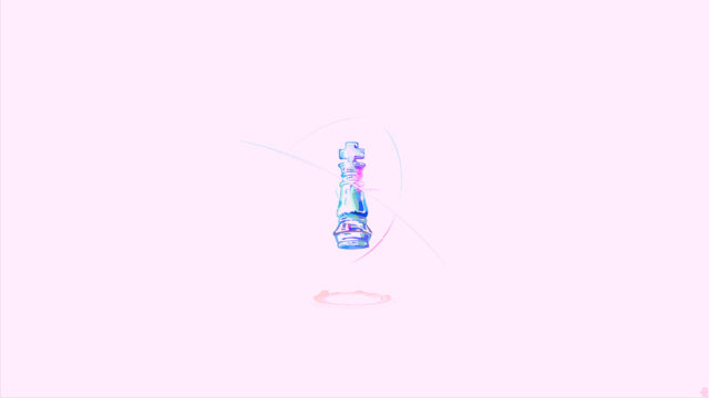 Minimalist Holographic Chess King Floating in Pastel Pink Abstract 4K Wallpaper