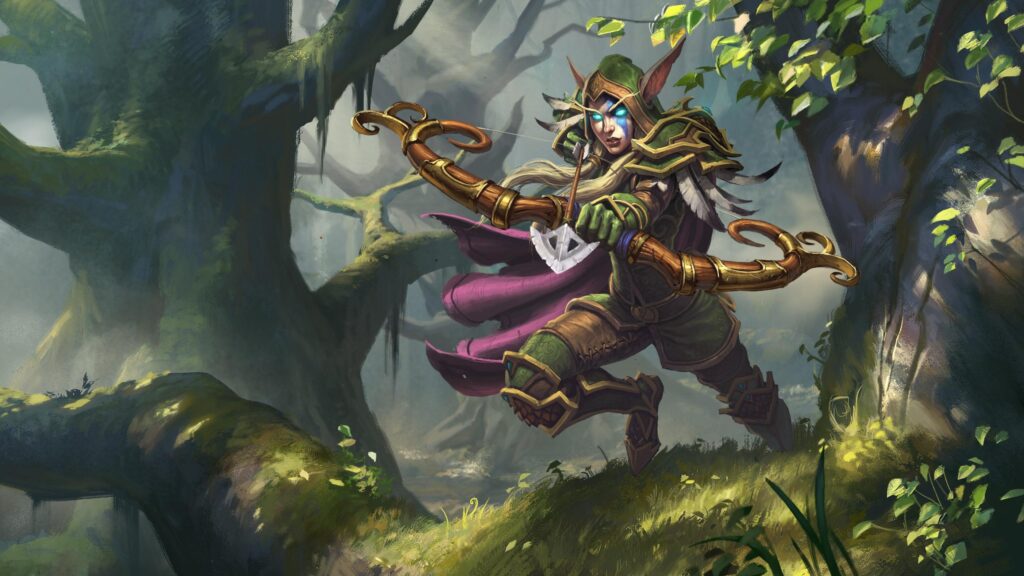 Night Elf Archer Hunter from World of Warcraft Fantasy Action Desktop Wallpaper