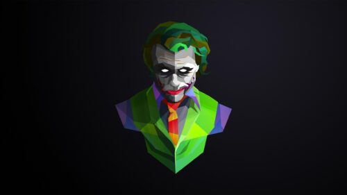 Low Poly Joker Minimalist Art Portrait 4K Desktop Wallpaper
