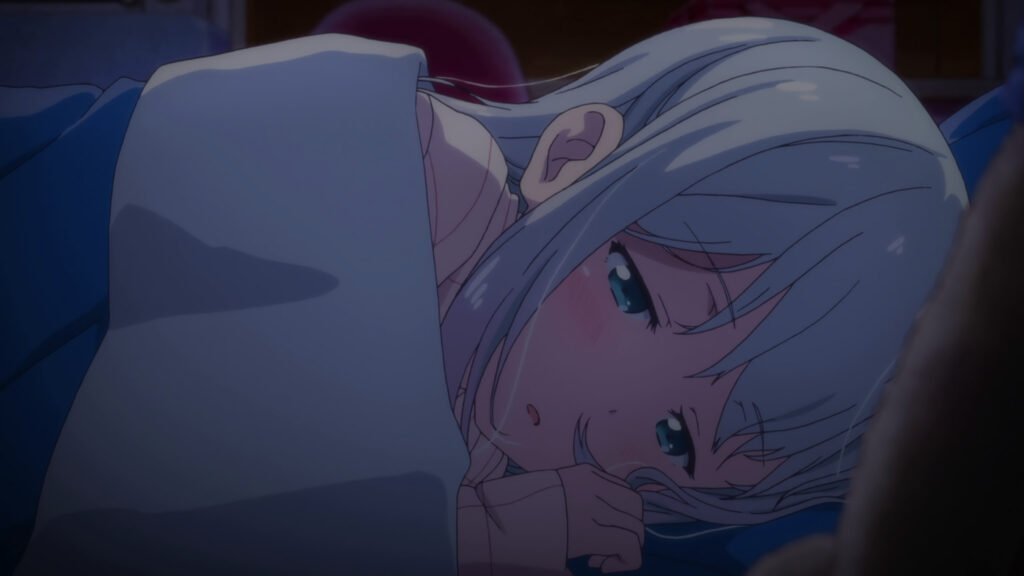 Beautiful Anime Girl Sleeping with Silver Hair 4K Wallpaper