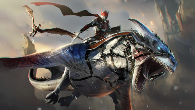 Knight Riding a Ferocious White Dragon Fantasy 4K Desktop Wallpaper