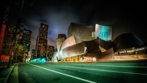 Walt Disney Concert Hall Los Angeles Night Cityscape Desktop Wallpaper