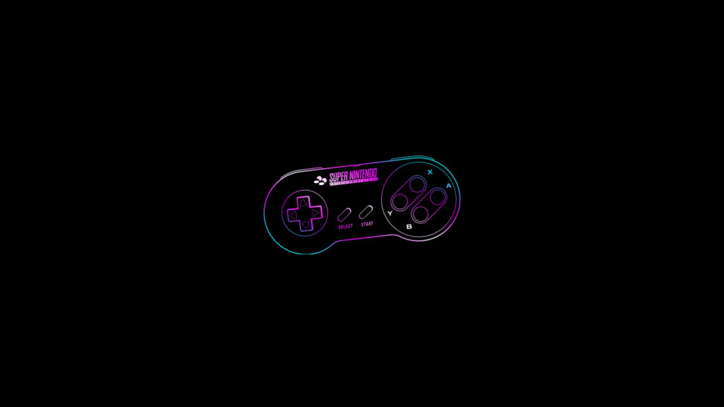 Minimalist Neon Super Nintendo Controller Gaming 4K Desktop Wallpaper