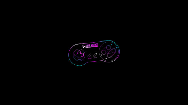 Minimalist Neon Super Nintendo Controller Gaming 4K Desktop Wallpaper