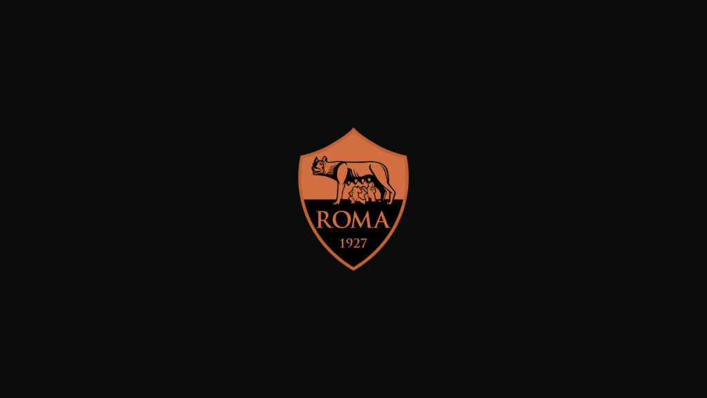 AS Roma Minimalist Logo on Solid Black Background 4K Wallpaper