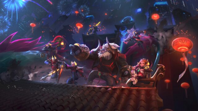 League of Legends Lunar Beast Squad Action Scene 4K Desktop Wallpaper