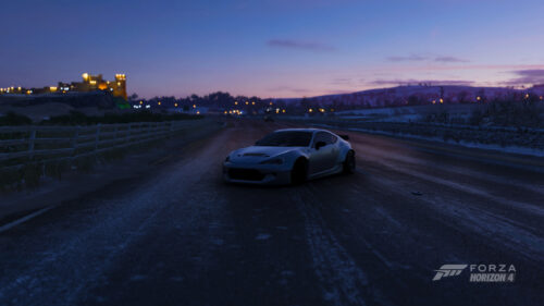 Subaru BRZ Widebody Sunset Drive in Forza Horizon 4 4K Desktop Wallpaper