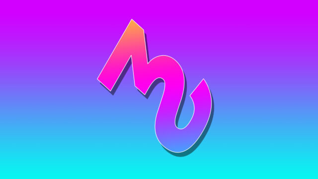 Abstract Neon Gradient Letter M Symbol Digital Art Desktop Wallpaper