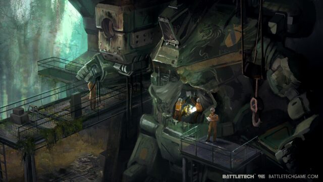 BattleTech Mech Repair Hangar Sci-Fi Combat Robot Engineering 4K Desktop Wallpaper