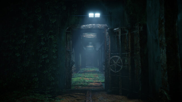 Abandoned Industrial Corridor with Overgrown Nature 4K Desktop Wallpaper