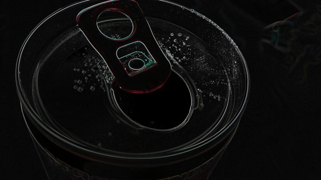 Abstract Macro Shot of an Open Beverage Can in Neon Outline Style 4K Wallpaper