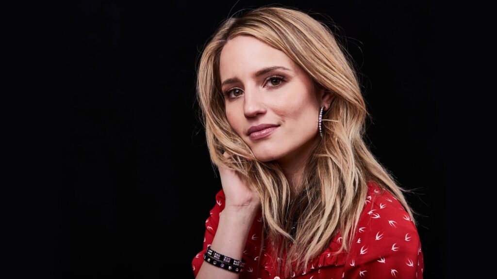 Stunning Portrait of Dianna Agron in Red Patterned Shirt Desktop Wallpaper
