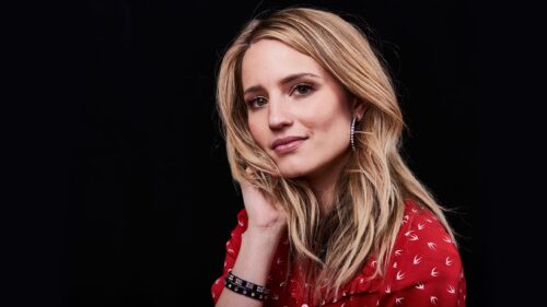 Stunning Portrait of Dianna Agron in Red Patterned Shirt Desktop Wallpaper