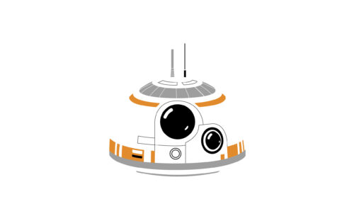 Minimalist BB-8 Droid Star Wars Graphic Illustration 4K Desktop Wallpaper