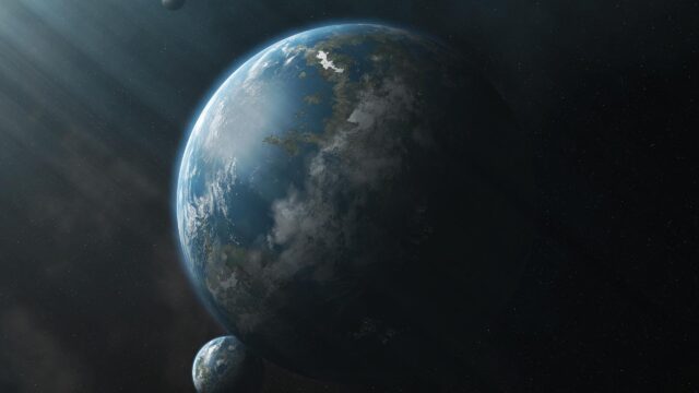 Stunning Cinematic Earth-Like Exoplanet with Moons 4K Desktop Wallpaper