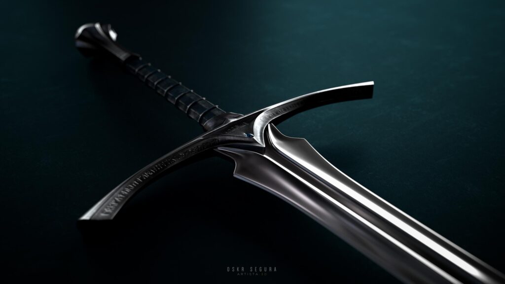 Elegant Elven Sword Fantasy Weapon 4K Desktop Wallpaper