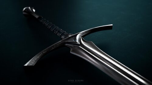 Elegant Elven Sword Fantasy Weapon 4K Desktop Wallpaper