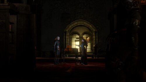 Geralt and Yennefer in Dark Medieval Chamber The Witcher 3 PC Wallpaper