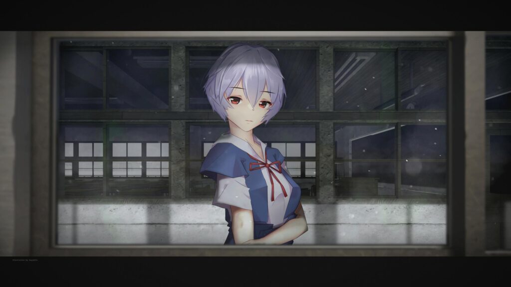 Rei Ayanami Anime Girl Standing by the Window Desktop Wallpaper