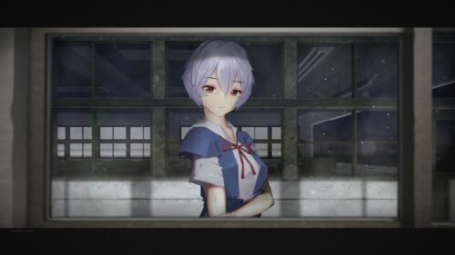 Rei Ayanami Anime Girl Standing by the Window Desktop Wallpaper