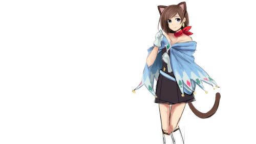Cute Anime Girl with Cat Ears Digital Art Illustration Desktop Wallpaper