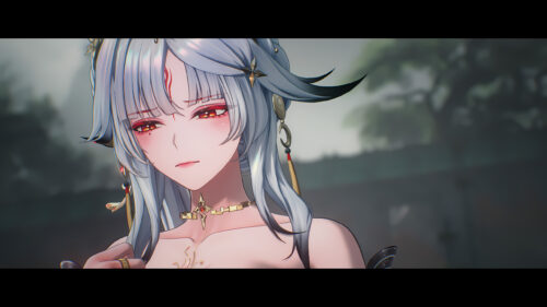 Stunning Anime Girl with Silver Hair and Red Eyes 4K Desktop Wallpaper