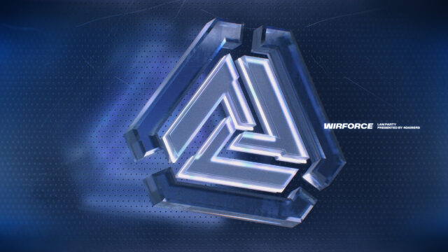 WirForce Logo 3D Metallic Blue Abstract Technology Desktop Wallpaper
