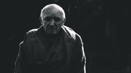 High Contrast Portrait of Aemond Targaryen’s Mentor Maester Orwyle 4K Desktop Wallpaper