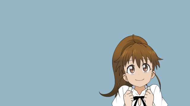 Cute Anime Girl with Brown Hair Minimalist Background 4K Wallpaper