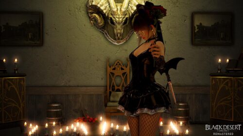 Black Desert Online Witch Character with Rose and Candlelight 4K Desktop Wallpaper