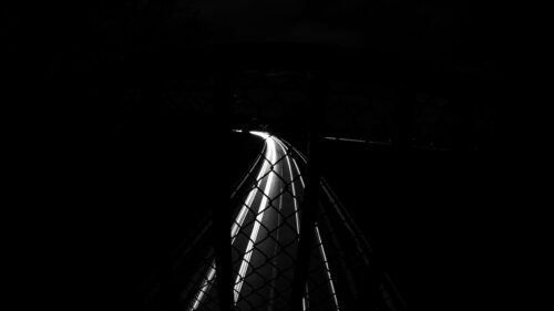 Black and White Night Highway Long Exposure Light Trails Desktop Wallpaper