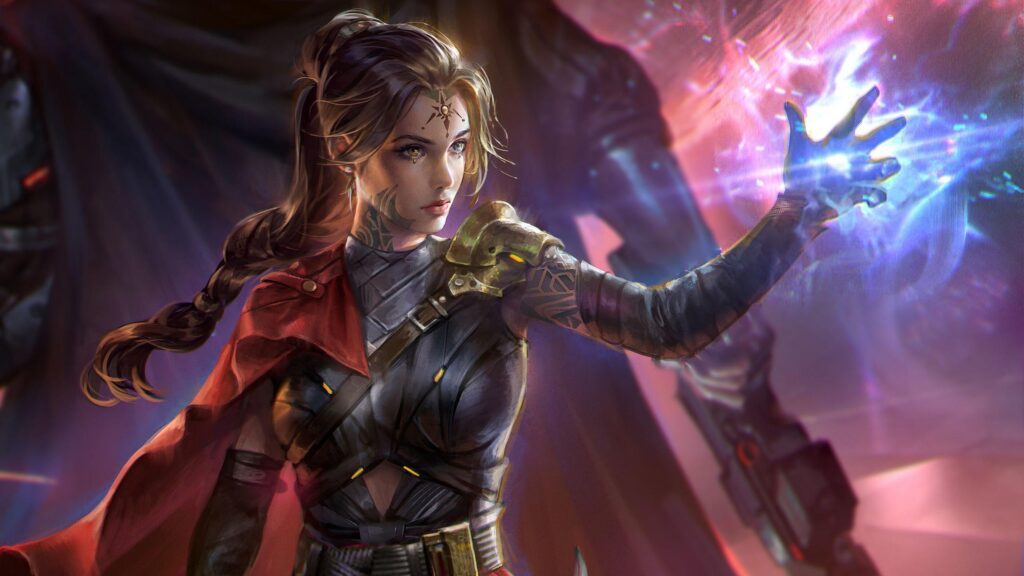 Fantasy Sorceress with Glowing Magic Aura 4K Desktop Wallpaper