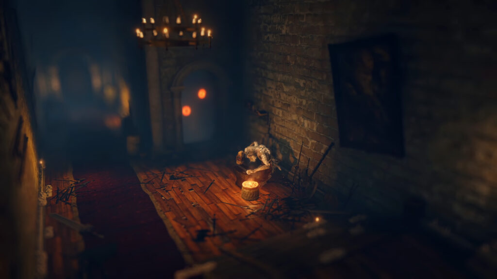 Elden Ring Master Smith Hewg Working in the Roundtable Hold 4K Desktop Wallpaper