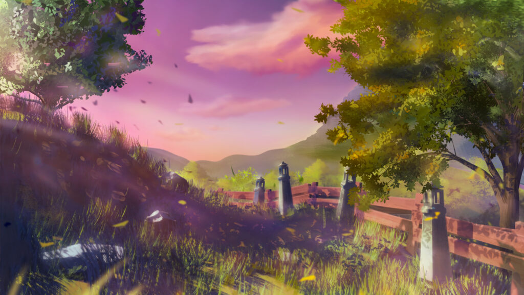 Anime Inspired Sunset Countryside Landscape for Desktop Wallpaper